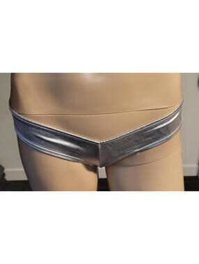 Women PVC Silver Cheekster Panty Stretch Briefs Size Small SL11003-1